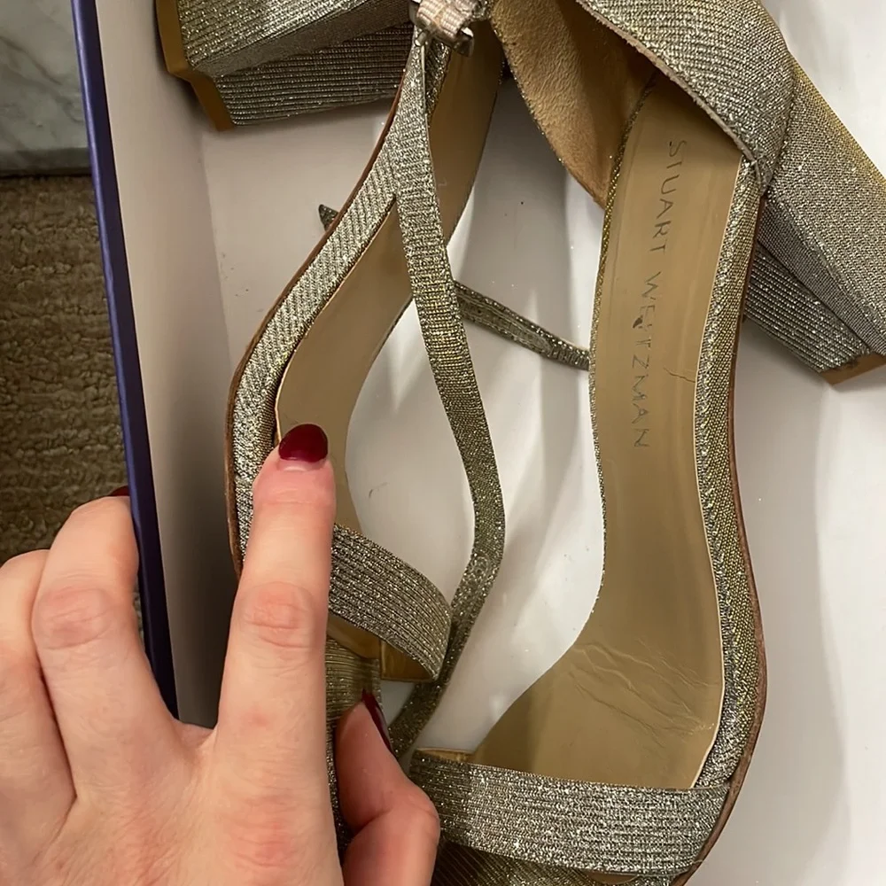 Stuart weitzman nudist sandal in silver sequin - Picture 3 of 3